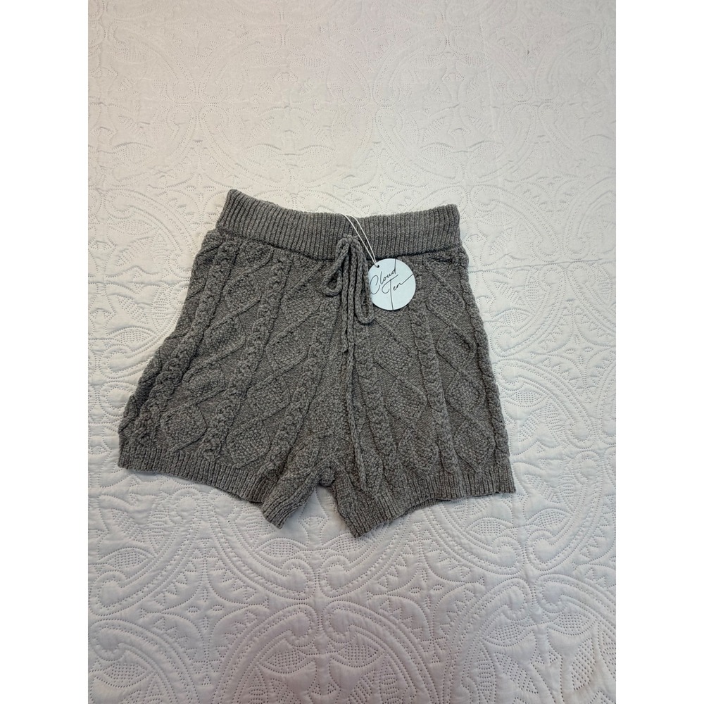 Cloud Ten Grey Cable Knit Chenille Lounge Shorts CP1706W Small NWT